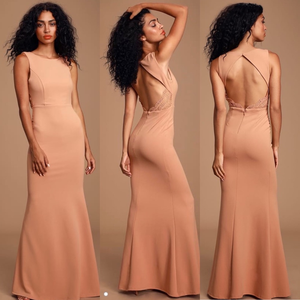 Lulu’s nude floor length dress NWT